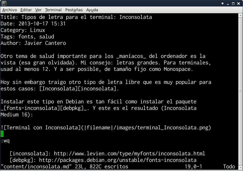 Terminal con Inconsolata